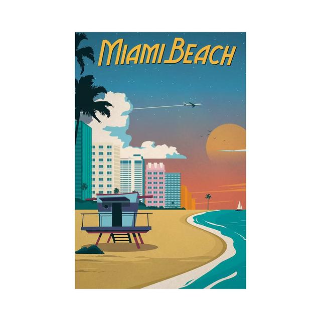 Miami Beach - Wrapped Canvas Painting ClassicLiving Size: 45.72cm H x 30.48cm W x 1.905cm D on Productcaster.