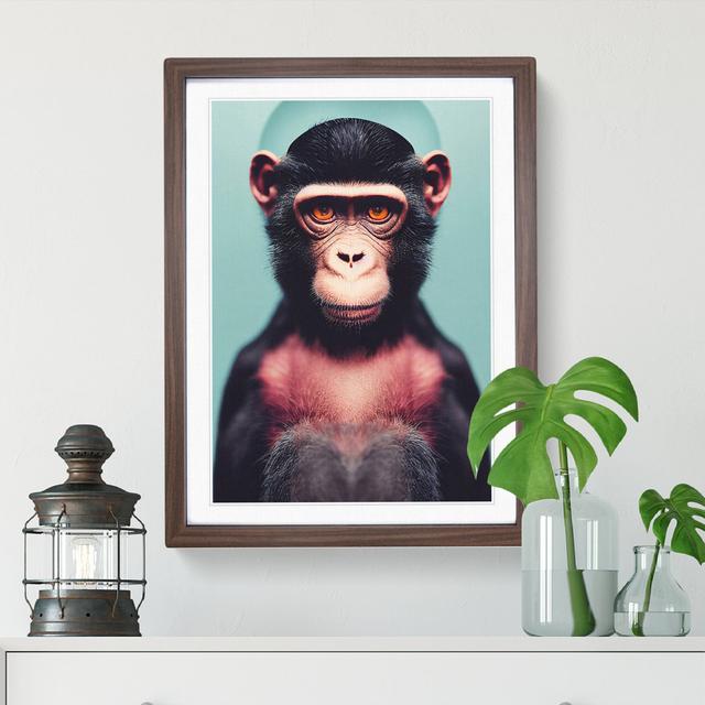 Remarkable Monkey - Picture Frame Graphic Art Latitude Run Size: 46cm H x 34cm W x 2cm D, Frame Colour: Walnut on Productcaster.