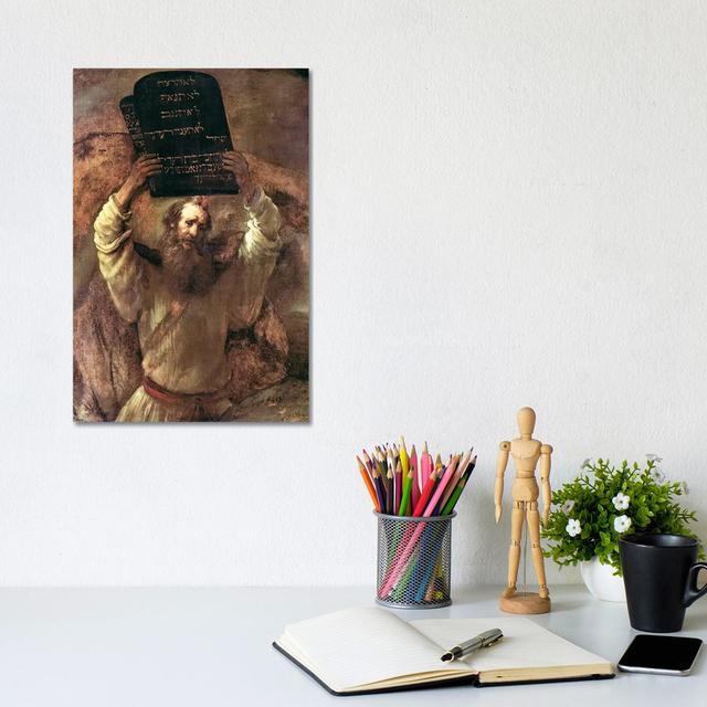 Moses Smashing The Tablets Of The Law by Rembrandt Van Rijn - Wrapped Canvas Print Rosalind Wheeler Size: 30.48cm H x 20.32cm W x 1.91cm D on Productcaster.