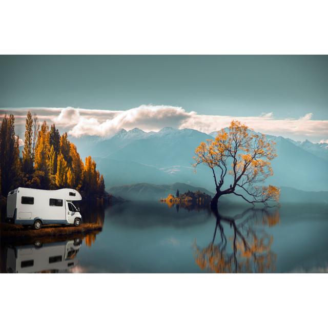 Lone Tree in Lake Wanaka by Sakepaint - Wrapped Canvas Photograph Alpen Home Size: 81cm H x 122cm W on Productcaster.