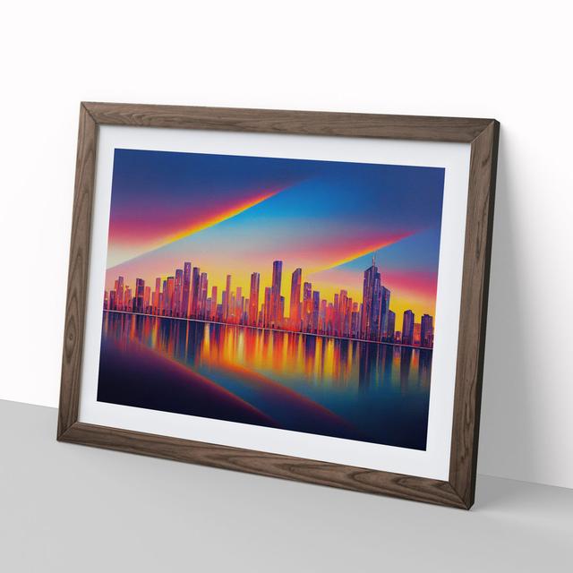 Royal City Skyline - Picture Frame Graphic Art 17 Stories Size: 34cm H x 46cm W x 2cm D, Frame Colour: Walnut on Productcaster.