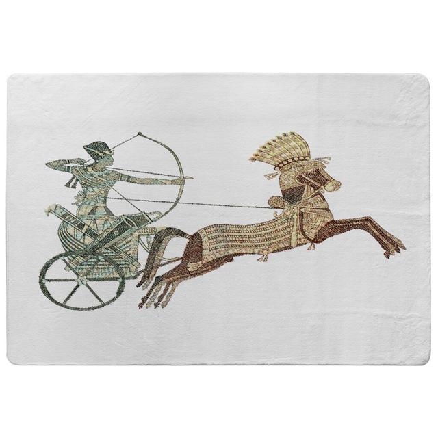 Olson Pharaoh on War Chariot Shaggy White/Brown/Green Rug East Urban Home Rug Size: Rectangle 160 x 230cm on Productcaster.