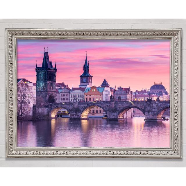 Stunning Charles Bridge Pink - Single Picture Frame Art Prints Bright Star Size: 59.7cm H x 84.1cm W x 3cm D on Productcaster.