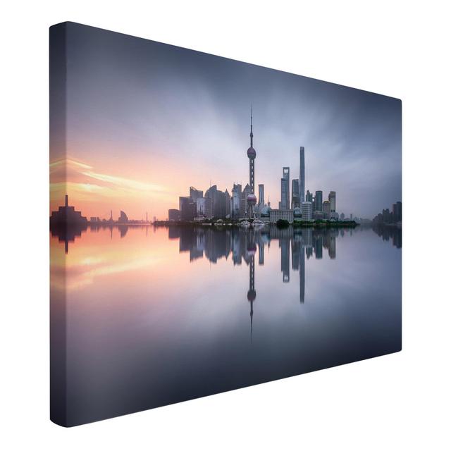 Shanghai Skyline Morning Mood - Wrapped Canvas Photograph Ebern Designs Format: 260g/m² Canvas, Size: 40cm H x 60cm W on Productcaster.