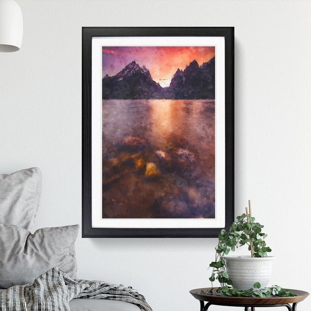 Dusk Over Teton Range - Picture Frame Painting East Urban Home Frame Option: Black Framed, Size: 48cm H x 36cm W x 2cm D on Productcaster.