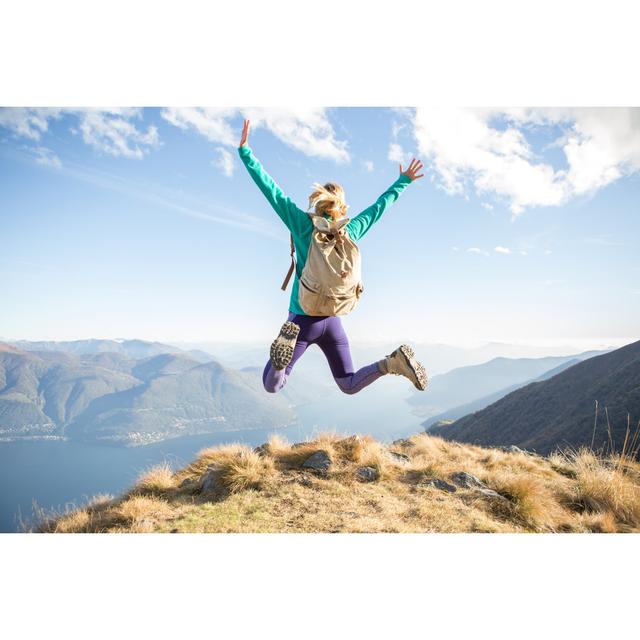 Young Woman Celebrates Achievement On Mountain Top by Swissmediavision - No Frame Print on Canvas Alpen Home Size: 20cm H x 30cm W on Productcaster.