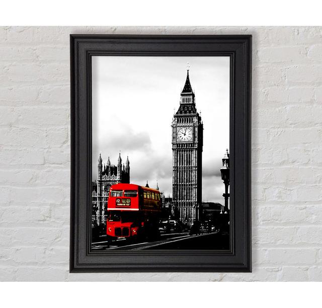 London Big Ben Red Bus B N W Framed Print 17 Stories Size: 29.7cm H x 42cm W on Productcaster.