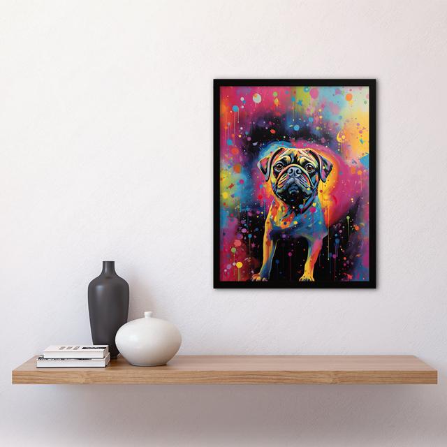 Pug Dog Neon - Single Picture Frame Art Prints Marlow Home Co. on Productcaster.