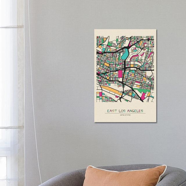 East Los Angeles, California Map by Ayse Deniz Akerman - Wrapped Canvas Gallery-Wrapped Canvas Giclée Rosalind Wheeler Size: 66.04cm H x 45.72cm W x 3 on Productcaster.