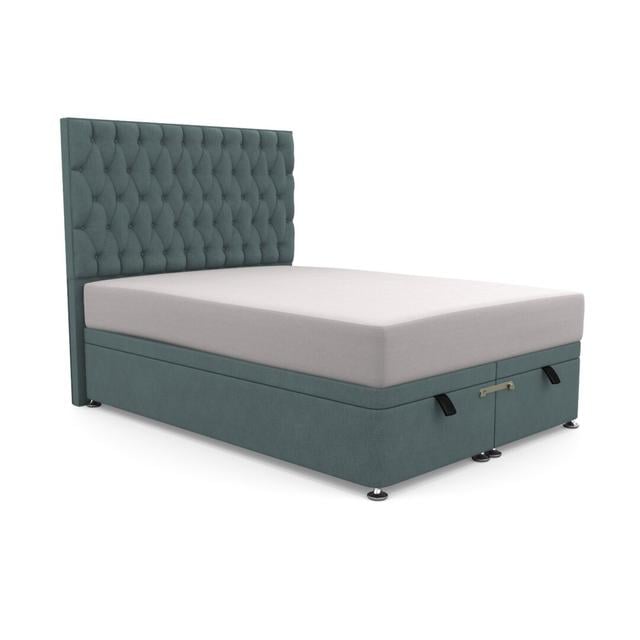 Bolsover Upholstered Ottoman Bed Fairmont Park Colour: Duck Egg, Upholstery Material: Linen, Size: Double (4'6) on Productcaster.