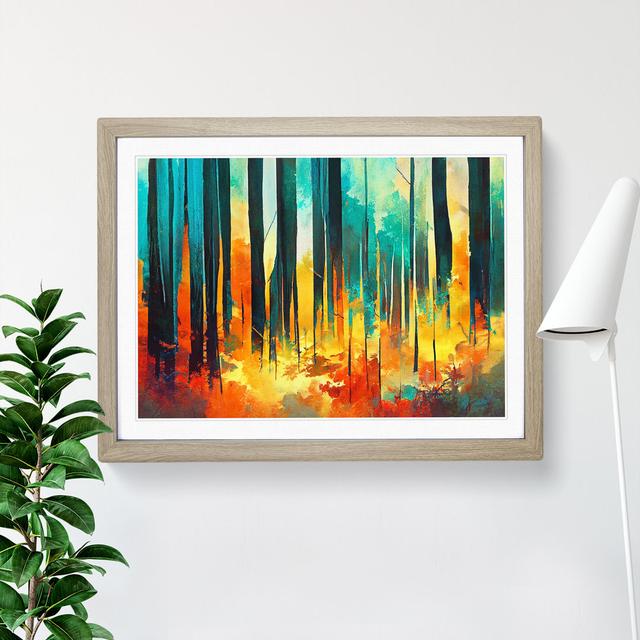 XH1022-7135X Pretty Abstract Forest Vol.3 - Single Picture Frame Print Alpen Home Size: 46cm H x 64cm W x 2cm D, Frame Colour: Oak Framed on Productcaster.