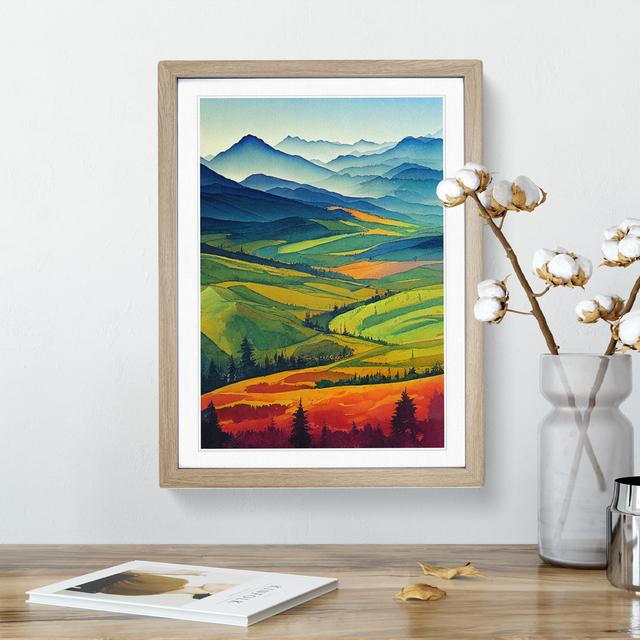 XV1022-5144X Watercolour Meadow Landscape No.1 - Print Alpen Home Format: Oak Frame, Size: 34cm H x 25cm W, Matte Colour: White on Productcaster.