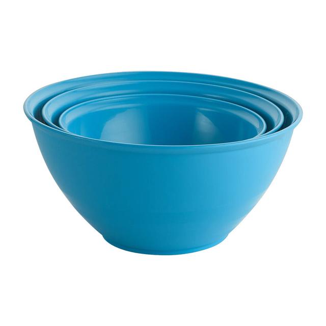 3 Pcs Durable Plastic Colourful Mixing Bowls Set Microwave & Dishwasher Safe 17 Stories Colour: Blue on Productcaster.