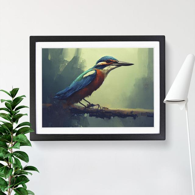 Kingfisher Bird Vol.3 - Picture Frame Painting Marlow Home Co. Frame Colour: Black, Size: 46cm H x 64cm W x 2cm D on Productcaster.