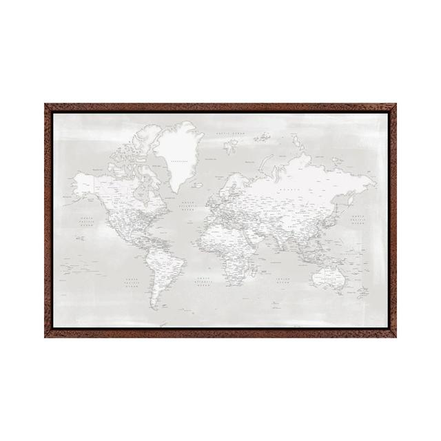 Rustic Farmhouse Style Detailed World Map Maeli Neutrals by Blursbyai - Gallery-Wrapped Canvas Giclée on Canvas Lark Manor Size: 101.6cm H x 152.4cm W on Productcaster.