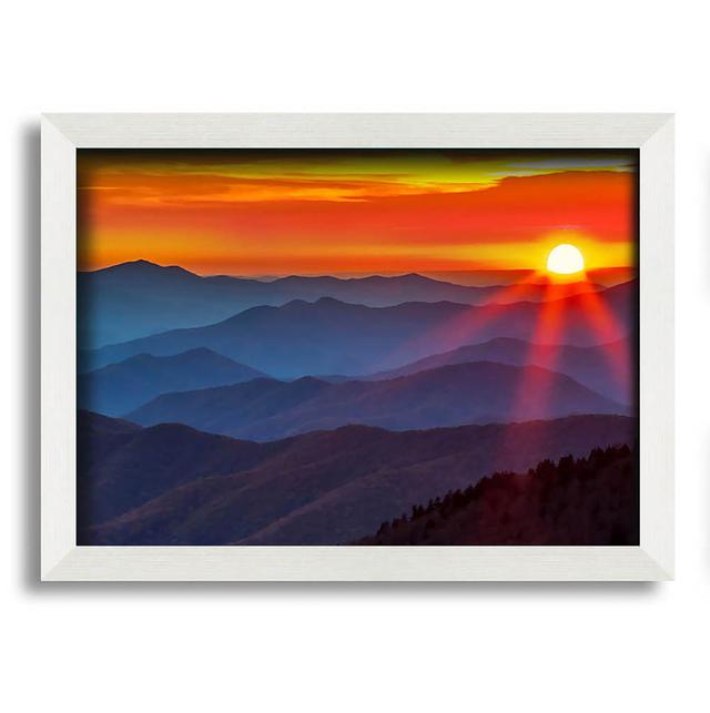 Hertfordshire Blue Misty Mountain Sun 3 - Single Picture Frame Art Prints Alpen Home Size: 21cm H x 29.7cm W x 10cm D on Productcaster.