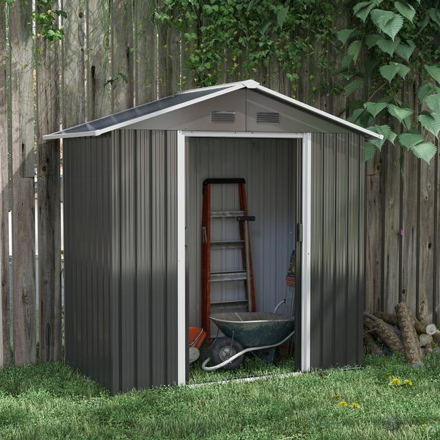 Brinisha 16 ft. W x 0.9 ft. D Galvanised Steel Steep Slope Garden Shed Dakota Fields on Productcaster.