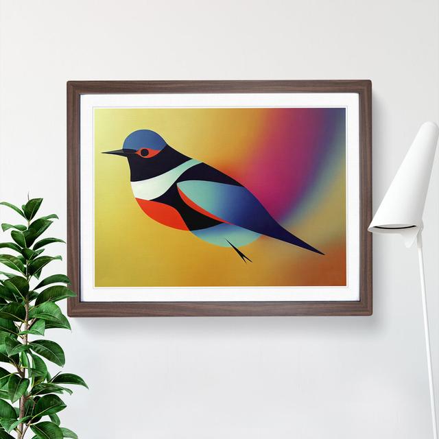 An Abstract Swallow Bird - Single Picture Frame Print Marlow Home Co. Frame Option: Walnut, Size: 34cm H x 46cm W x 2cm D on Productcaster.