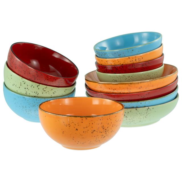 Nature Collection 12 Piece Stoneware Dinnerware Set - Service for 4 Creatable Colour: Blue/Green/Orange/Red on Productcaster.