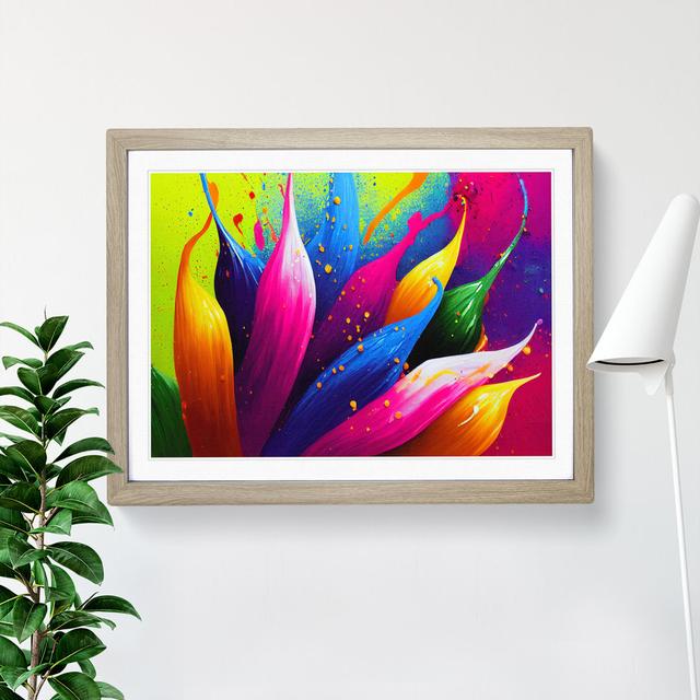 Dashing Flower Splash - Picture Frame Graphic Art 17 Stories Size: 34cm H x 46cm W x 2cm D, Frame Colour: Oak on Productcaster.