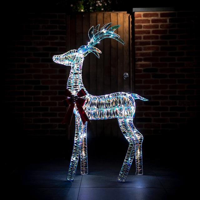 Silver Reindeer with White LED Lights The Seasonal Aisle Size: 110" H x 24" W x 28" D on Productcaster.