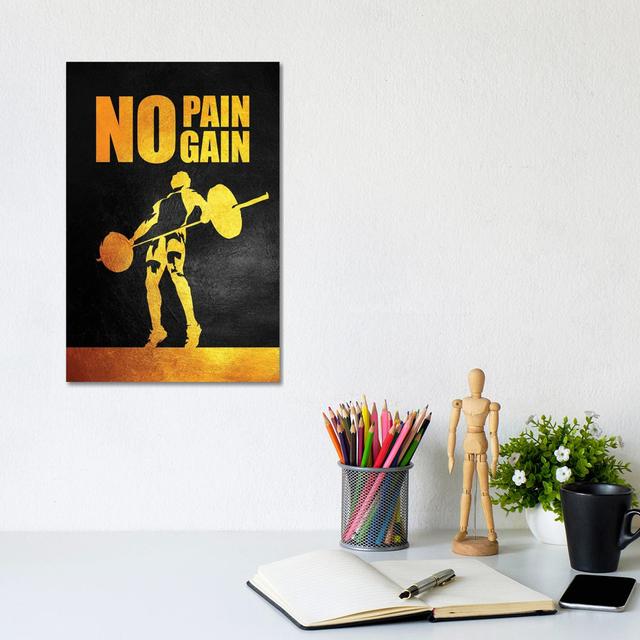 No Pain No Gain - Gym Edition by Adrian Baldovino - Wrapped Canvas Typography Maturi Size: 30.48cm H x 20.32cm W x 1.91cm D on Productcaster.