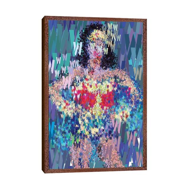 Superhero Type Art Wonder Woman - Print Happy Larry Size: 101.6cm H x 66.04cm W x 3.81cm D, Format: Classic Brown Wood Framed on Productcaster.