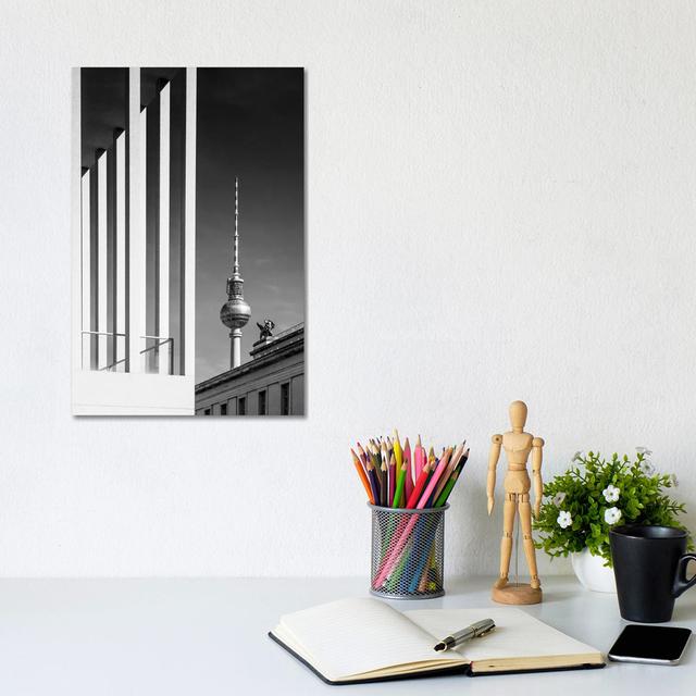 Berlin Monochrome Television Tower by Melanie Viola - Wrapped Canvas Photograph Latitude Run Size: 30.48cm H x 20.32cm W x 1.91cm D on Productcaster.