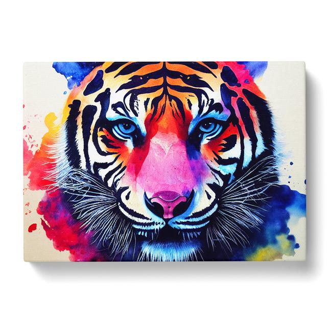 Tiger in Colour - Wrapped Canvas Painting Metro Lane Size: 35cm H x 50cm W x 3cm D on Productcaster.