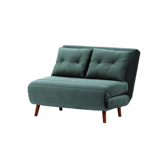 Schlafsofa Rolen Wade Logan Beinfarbe: Rotbraun, Farbe der Polsterung: Azurblau on Productcaster.