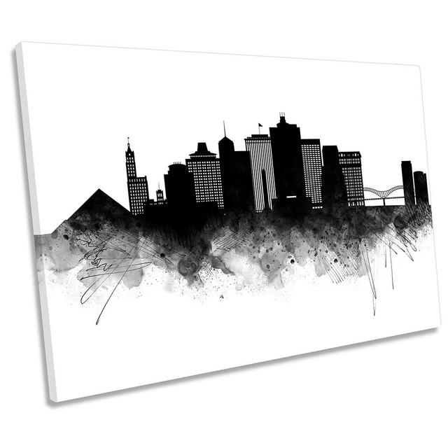 Memphis Abstract City Skyline - Wrapped Canvas Print Ebern Designs Size: 50.8cm H x 76.2cm W x 2cm D on Productcaster.