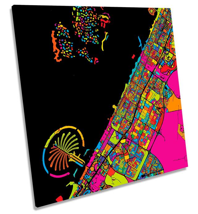 Dubai City Modern Map - Wrapped Canvas Graphic Art Ebern Designs Size: 60cm H x 60cm W x 2cm D on Productcaster.