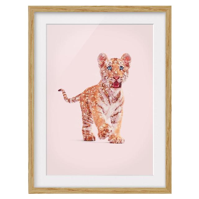 Tiger with Glitter by Jonas Loose - Picture Frame Graphic Art Latitude Vive Frame Option: Brown Framed, Size: 55cm H x 40cm W x 2cm D on Productcaster.