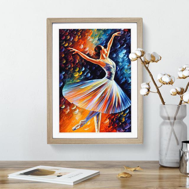 Ballerina Dancer No.2 - Picture Frame Painting Rosdorf Park Size: 46cm H x 34cm W x 2cm D, Frame Colour: Oak Framed on Productcaster.