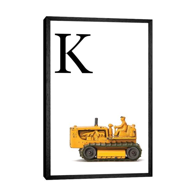 K Bulldozer Yellow White Letter - Print on Canvas Williston Forge Format: Black Framed, Size: 66.04cm H x 45.72cm W x 3.81cm D on Productcaster.