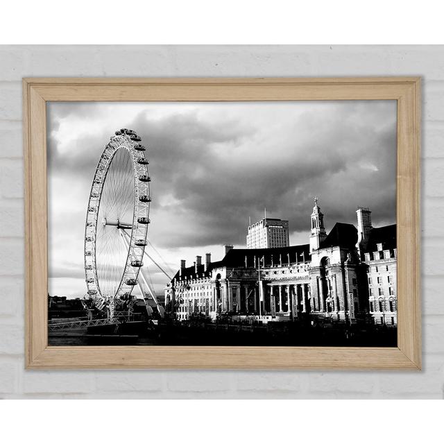 London Eye Clouds Black And White - Print Brayden Studio Size: 42cm H x 59.7cm W x 1.5cm D on Productcaster.