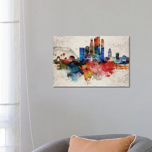 Los Angeles Abstract by WallDecorAddict - Wrapped Canvas Painting Latitude Run Size: 45.72cm H x 66.04cm W x 1.91cm D on Productcaster.