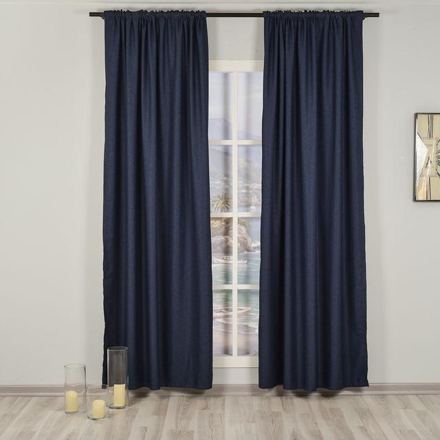 Thermo-Vorhang mit Schlaufen (1 Stück), blickdicht Lilijan Home & Curtain Panel-Größe: 280 cm B x 145 cm L, Farbe: Marineblau on Productcaster.