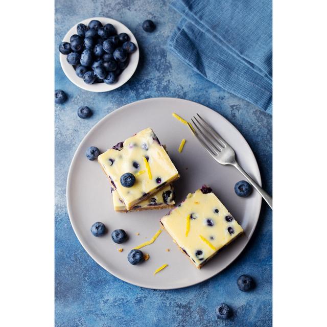 Vensey Blueberry Cheesecake On Plate - Wrapped Canvas Photograph Latitude Run Size: 91cm H x 61cm W x 3.8cm D on Productcaster.