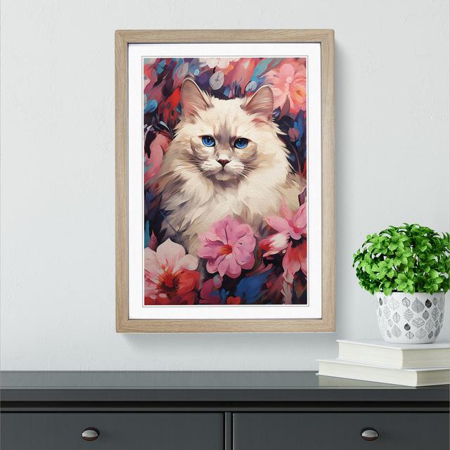 XYZ-FRM-V1223-5379 Ragdoll Cat Modern No.3 - Single Picture Frame Print on Wood Big Box Art Frame Colour: Oak, Size: 46cm H x 34cm W x 2cm D on Productcaster.