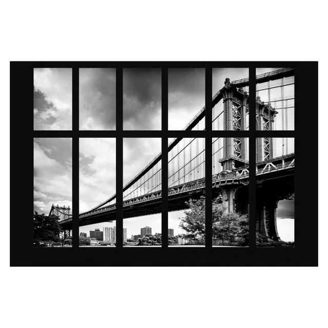 Window on Manhattan Bridge NY 1.9m x 2.88m Textured Matte Peel & Stick Wall Mural East Urban Home Size: 190cm L x 288cm W on Productcaster.