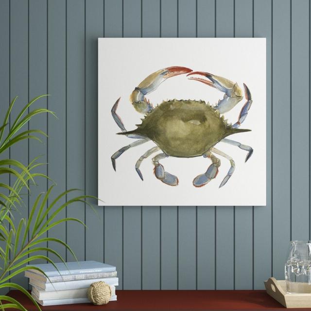 Watercolor Crab II by Emma Scarvey - Wrapped Canvas Painting Blue Elephant Size: 76cm H x 76cm W on Productcaster.