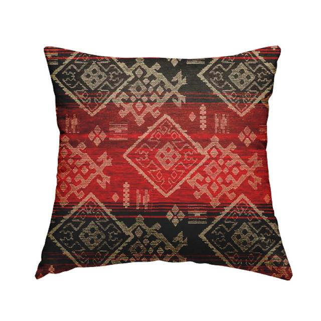 Faning Kilim Aztec Cushion with Filling Bloomsbury Market Colour: Black/Red, Size: 43cm H x 43cm W x 5cm D on Productcaster.