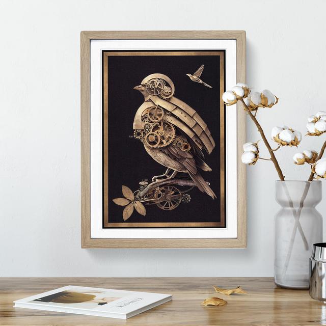 Steampunk Bird - Picture Frame Graphic Art Maturi Size: 64cm H x 46cm W x 2cm D, Format: Oak on Productcaster.