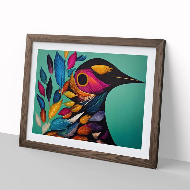 Luminous Bird Abstract - Picture Frame Graphic Art Latitude Vive Size: 25cm H x 34cm W x 2cm D, Frame Colour: Walnut on Productcaster.