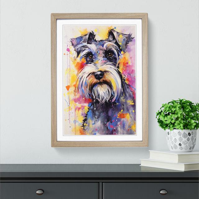 Schnauzer Abstract No.3 - Single Picture Frame Print on Wood Marlow Home Co. Size: 34cm H x 25cm W x 2cm D, Frame Colour: Oak on Productcaster.