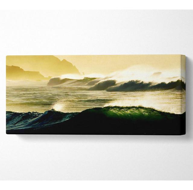 Mountain View Waves - Wrapped Canvas Art Prints Union Rustic Size: 81.3cm H x 183cm W x 10cm D on Productcaster.