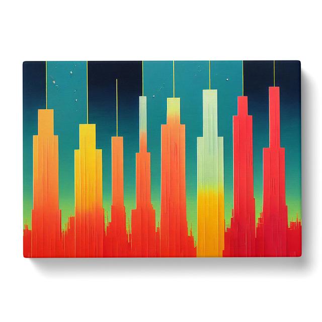 Vintage City Skyline Art Abstract - Wrapped Canvas Graphic Art 17 Stories Size: 50cm H x 76cm W x 3cm D on Productcaster.