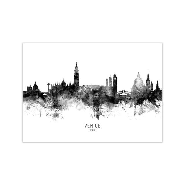 Venice Italy Skyline Black White City Name by Michael Tompsett - Graphic Art Print Latitude Run Format: Unframed, Size: 30cm H x 42cm W x 1cm D on Productcaster.