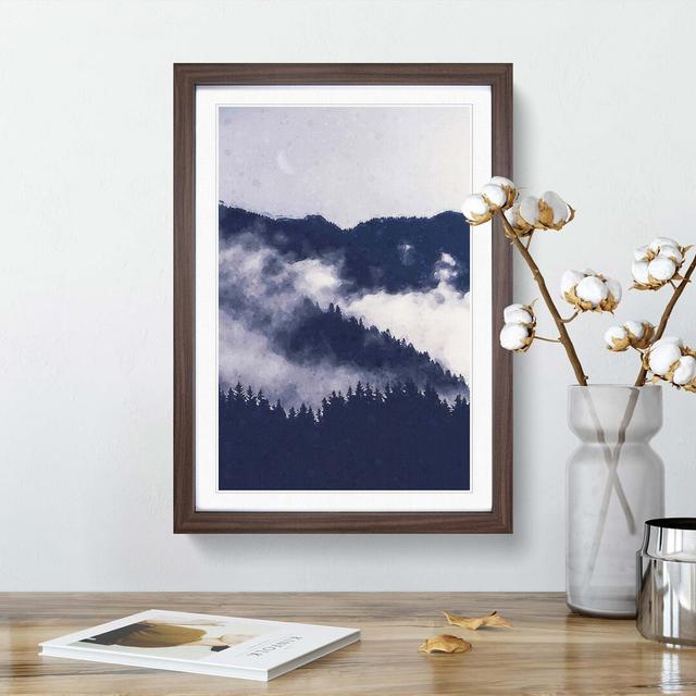 Waxing Moon over the Forest - Picture Frame Graphic Art Print East Urban Home Size: 50cm H x 35cm W x 2cm D, Frame Option: Walnut on Productcaster.